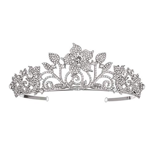 Silberne Kristall-Tiara-Kronen-Stirnband-Prinzessin, elegante Krone mit Kämmen for Frauen und Mädchen, Braut, Hochzeit, Abschlussball, Geburtstagsfeier von YPOSPDD