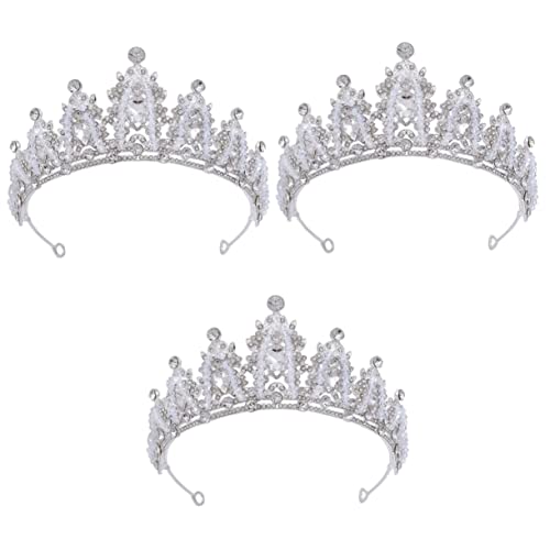 Silbernes Kronen-Stirnband, koreanischer Haarschmuck, Haarschmuck for Mädchen, Hochzeits-Kopfschmuck for die Braut, Damen-Tiara, Mädchen-Kopfdekoration, Kronen for Mädchen, Kristallperlen, Fräulein-St von YPOSPDD