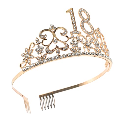 Strass-Geburtstagskrone, Braut-Tiara, Strass-Stirnbänder for Frauen, Hochzeits-Tiara, Geburtstags-Tiara for Mädchen, Kristallkronen, 50. Tiara, Geburtstagskronen for Frauen, Strass-Tiara (Color : 18 von YPOSPDD