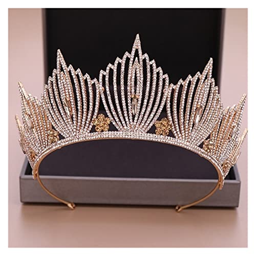 Strass Tiara Hochzeit Krone Braut Haarschmuck Kristall Tiara Krone Haarschmuck Braut Kopfstück Königin Diadem (Size : 21) von YPOSPDD