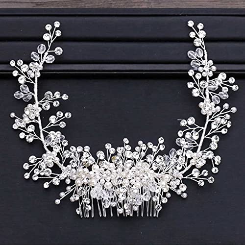 Tiara Glänzende Kristallperlen Haarkamm Krone Braut Haarband Stirnband Braut Hochzeit Haarschmuck von YPOSPDD