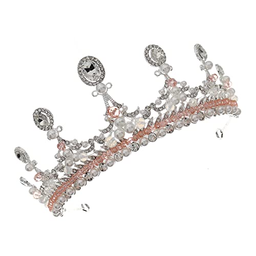 Tiara Krone Mädchen Braut Barock for Ornament Strass Hochzeit Perle Frauen Prinzessin Damen Braut Accessoires Abschlussball Kopfschmuck Party Glitzernde Dekoration Kristall Geburtstag von YPOSPDD