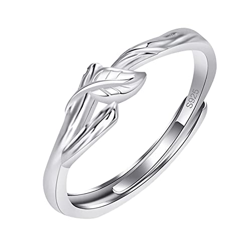 Verlobungsringe for Frauen_ 1PCS Paar passender Ring männlicher Baum verlässt offenen Ring kann den Versprechensring Männer anpassen (Color : A, Size : One Size) von YPOSPDD