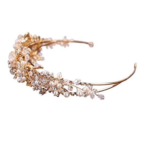 YPOSPDD Vintage Gold Kristall Braut Tiara Krone Blume Strass Haarbänder for Hochzeit Haarschmuck Schmuck von YPOSPDD