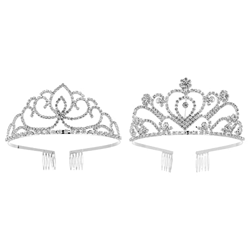 Vintage-Haarschmuck, 2 Stück, Strass-Tiara for Mädchen und Frauen, Stirnband-Kopfschmuck, Braut-Prinzessinnen-Stirnband mit Kamm for Brautparty, Hochzeit, Geburtstag, Weihnachtsdekoration, Mädchen-Sti von YPOSPDD