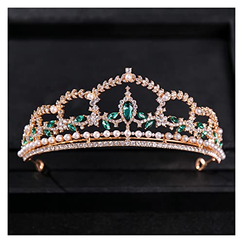 Vintage Kristall Strass Prinzessin Krone Tiara Diadem Stirnband for Frauen Braut Hochzeit Haarschmuck Schmuck (Size : 22) von YPOSPDD