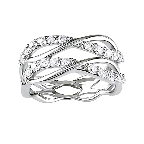 YPOSPDD 2023 Damen-Versprechensringe_ Interlaced Travel Ring Ring Multi-Line Eight Souvenir Figure Rings (Color : White, Size : 6) von YPOSPDD