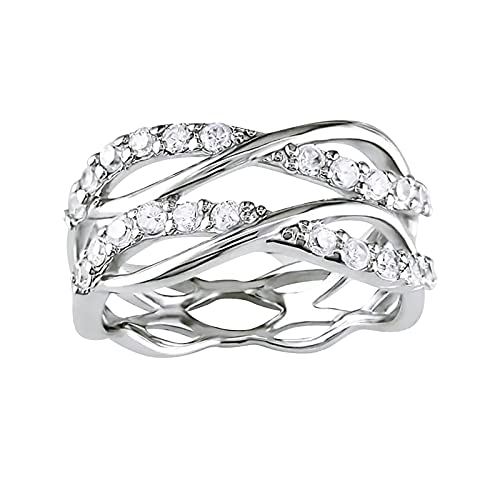 YPOSPDD 2023 Damen-Versprechensringe_ Interlaced Travel Ring Ring Multi-Line Eight Souvenir Figure Rings (Color : White, Size : 7) von YPOSPDD