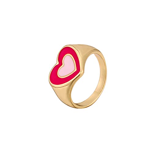 YPOSPDD 2023 Eheringe_Ring, schlichter Finger, doppelte Liebe, Schmuckring, Band, Herz, for Frauen, süßes Mädchen (Color : Pink, Size : One Size) von YPOSPDD