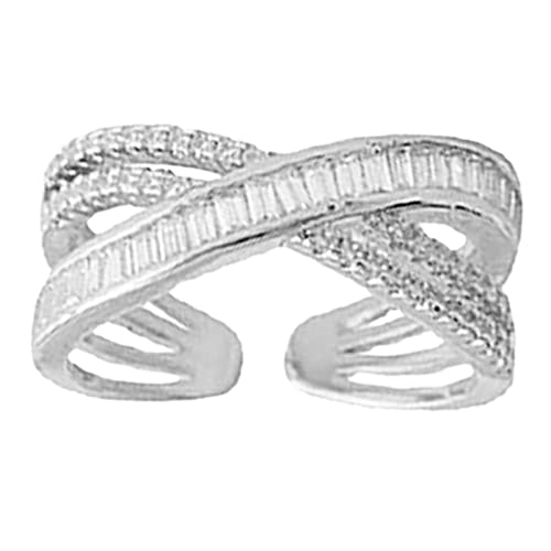 YPOSPDD 2023 Verlobungsringe_ Überkreuzender Strassring, verstellbarer offener Ring for Frauen, Diamant-Ehering, Verlobung (Color : Silver, Size : One Size) von YPOSPDD