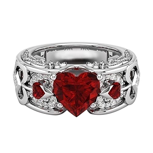 YPOSPDD 2023 Verlobungsringe for Frauen_ Tag, herzförmiger Ring, Legierung, Verlobung, Ehering, Valentinstag-Schmuckringe (Color : C, Size : 7) von YPOSPDD