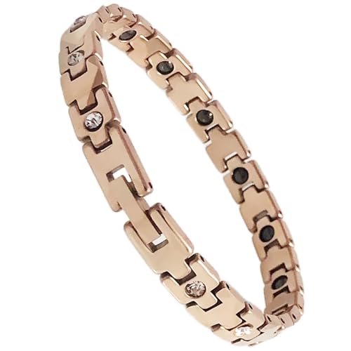 YPOSPDD Armband Damen Roségold Wolframstahl Armband Gold Armband Kristall Damenschmuck Armbänder und Armreifen Damenschmuck (Color : Rose Gold, Size : 18.5cm) von YPOSPDD