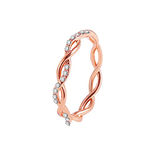 YPOSPDD Damen-Ehering-Sets, Hochzeitsring, Legierung, 511, Finger-Geschenk, Schmuck, Damen-Ringe, Strass-Ringe (Color : Rose Gold, Size : 10) von YPOSPDD