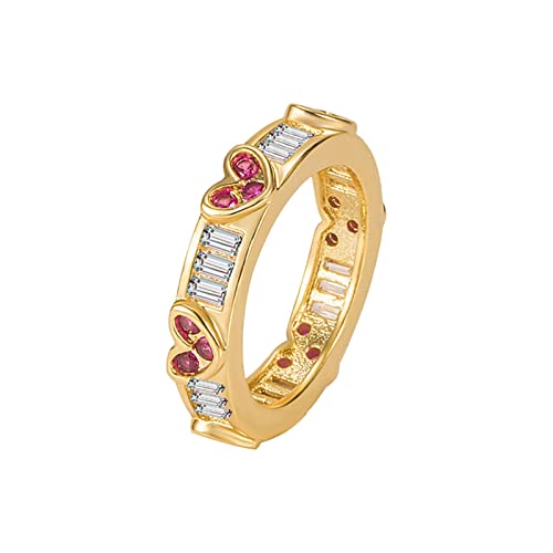 YPOSPDD Damen-Ehering-Sets 2023_ Diamant-Rot-Herz-Ring, Gold-Rose-Rot-Liebesring-Ring-Schmuck (Color : A, Size : One Size) von YPOSPDD