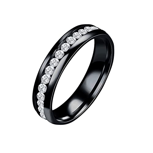 YPOSPDD Damen-Versprechensringe 2023_ Stahlring for Damen, Größe 6 13, Breite 8 mm, exquisiter Ring, schwarzer Sand (Color : Black, Size : 11) von YPOSPDD