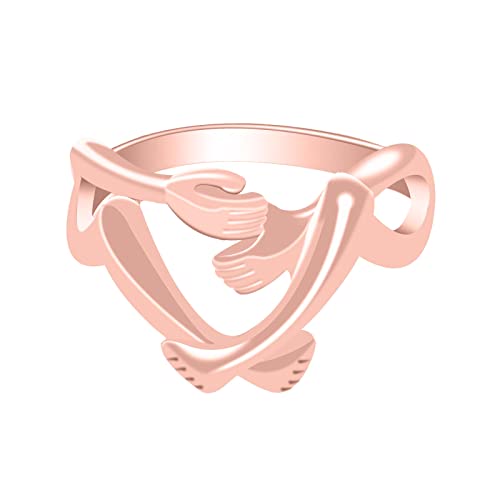 YPOSPDD Eheringe for Frauen 2023_ Massiver Umarmungsring, Diamantrad-Ring, Umarmung der Liebe, eleganter Ring, Einheits- und Liebesringe (Color : Rose Gold, Size : 7) von YPOSPDD