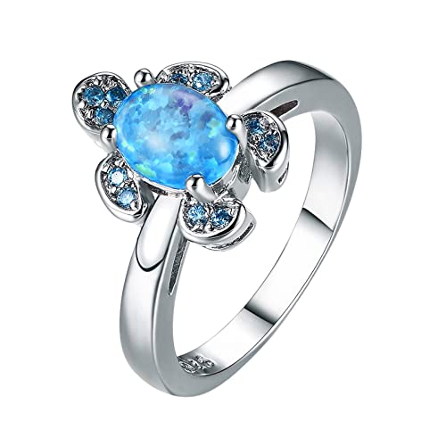 YPOSPDD Eheringe for Frauen_ Blauer Ring in Meeresschildkrötenform, Diamantschildkröten-Strassring, eleganter Strassstein (Color : Blue, Size : 9) von YPOSPDD