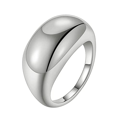 YPOSPDD Eheringe for Frauen_ Statement-Ringe mit klobiger Kuppel, vergoldet, stapelbar, dicke Bandringe for Frauen, Finger (Color : Silver, Size : 12) von YPOSPDD