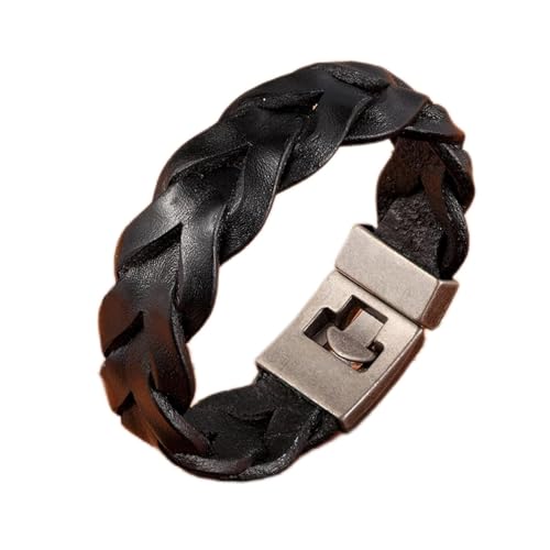 YPOSPDD Gewebtes PU-Leder-Herrenarmband, Wickelarmband for Männer und Frauen, verstellbares Geburtstagsparty-Geschenk (Color : A Black) von YPOSPDD