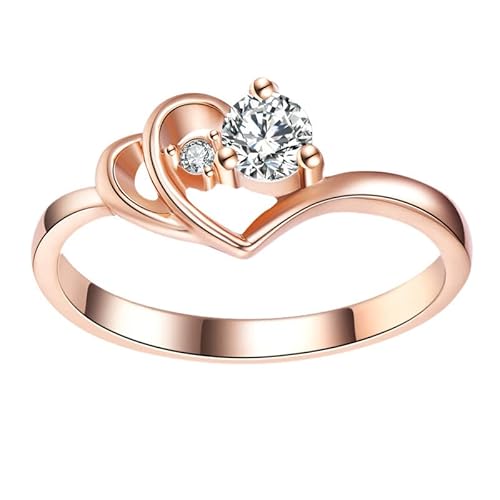 YPOSPDD Ringe for Frauen 2023_ Verlobungsringe mit Zirkonen im Rundschliff, Damen-Eheringe, Schmuckringe for Frauen, voller Diamant (Color : Rose Gold, Size : 8) von YPOSPDD