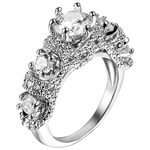 YPOSPDD Ringe for Teenager-Mädchen 2023_ Schillernder Doppelschicht-Ring-Schmuck, luxuriöser, modischer, brillanter Zirkon-Ring-Set-Schmuck (Color : B, Size : A) von YPOSPDD