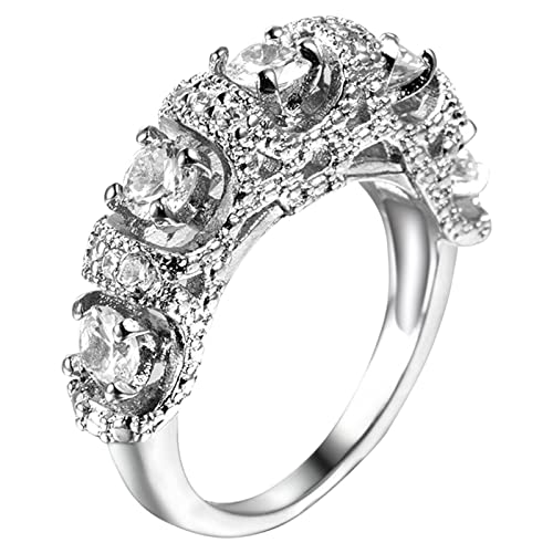 YPOSPDD Ringe for Teenager-Mädchen 2023_ Schillernder Doppelschicht-Ring-Schmuck, luxuriöser, modischer, brillanter Zirkon-Ring-Set-Schmuck (Color : C, Size : C) von YPOSPDD