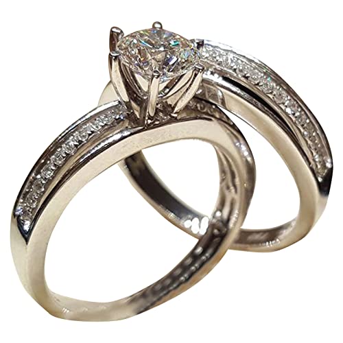 YPOSPDD Versprechensringe_ Valentinstag-Diamantring, Ring, leichter Luxusring, neuer kreativer Ring, kann gestapelt werden, um Frauen zu tragen (Color : Silver, Size : 5) von YPOSPDD