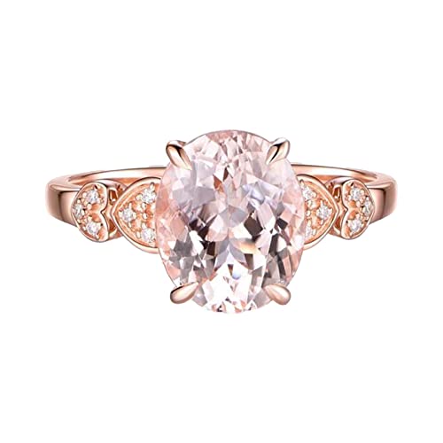 YPOSPDD Versprechensringe for Frauen 2023_ Luxuriöser, rosévergoldeter ovaler Zirkonring for Frauen, Schmuck, silberne Damenringe (Color : Gold, Size : B) von YPOSPDD