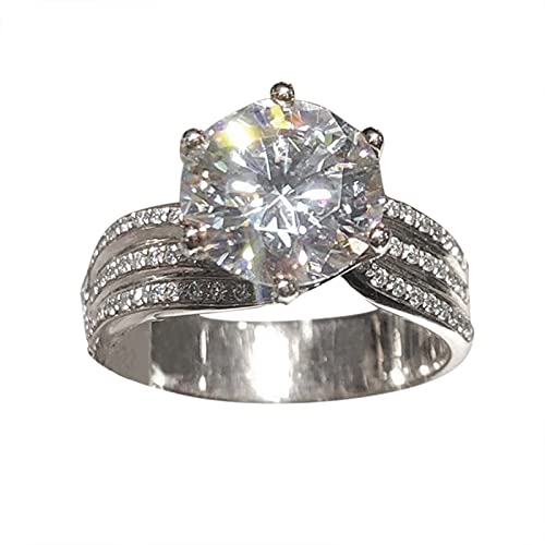 YPOSPDD Versprechensringe for Paare 2023_ Ring Besondere Hochzeit Frauen Braut for Freundin Schmuckring Die Verlobungsringe (Color : Silver, Size : 20.6mm) von YPOSPDD