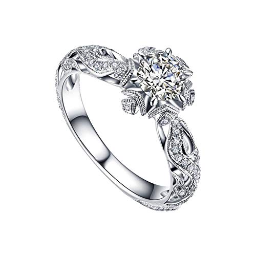 YPOSPDD Versprechensringe for Paare 2023_ Wunderschöner Hochzeits-Diamant-Vintage-Verlobungsring for Damen aus Silber (Color : Silver, Size : 6) von YPOSPDD