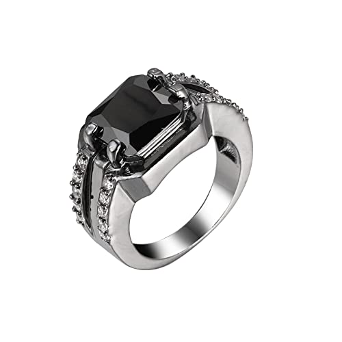 YPOSPDD Versprechensringe for Sie_ Damen-Ring, schwarzer Kristall, Zirkonia, quadratische Form, Versprechensringe, Verlobung, Hochzeit (Color : Black, Size : 10) von YPOSPDD