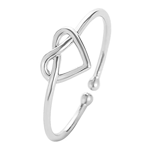 YPOSPDD Versprechensringe for Sie_ Verstellbarer Ring mit Öffnung, Verlobungsherz, Damen-Ehering, Ausschnitt, Herzring für (Color : Silver, Size : One Size) von YPOSPDD