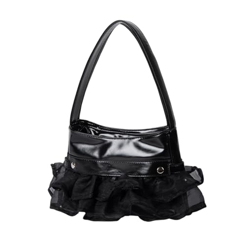 Damentasche im koreanischen Stil, Schultertasche, gerüscht, PU-Leder, Achselhöhle, Damen, Pendeln, stilvolle Unterarm-Geldbörse, koreanischer Stil, Achselhöhle, Damen-Handtasche mit Tragegriff oben von YPREWY
