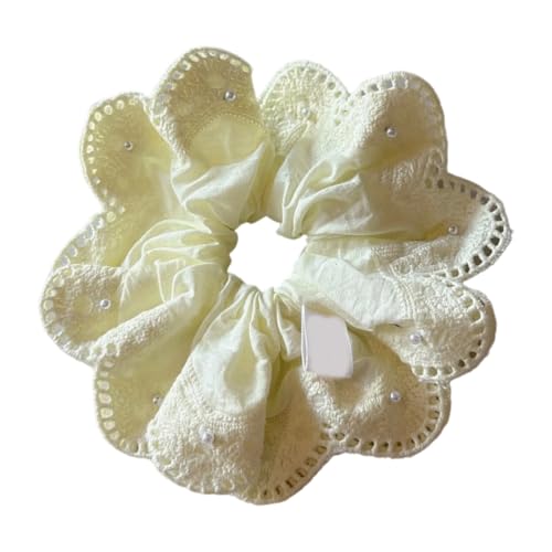 Haargummi im eleganten französischen Stil, Kunstperlen, mit Stoff, modische Haargummis für Frauen und Teenager, mehrere Styling-Optionen von YPREWY