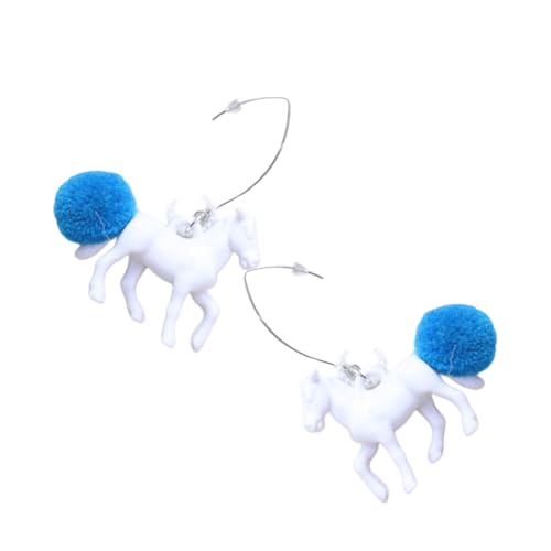 Kreative Pferdeherz-Ohrringe, lang, baumelnd, Kunstharzstruktur, geeignet für Musikfestivals oder Partys, modische Ohrringe von YPREWY