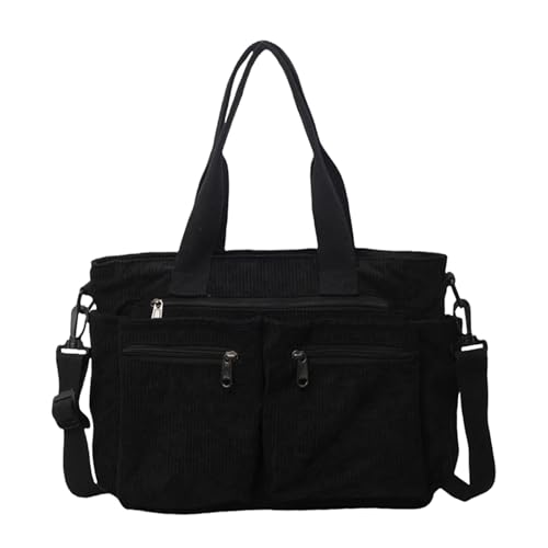 Modische Damen-Handtasche aus Kordsamt, Tragegriff oben, verstellbare Schultertaschen, geräumiger Innenraum für Ihre wesentlichen, verstellbaren Riemen, Schwarz , One Size von YPREWY