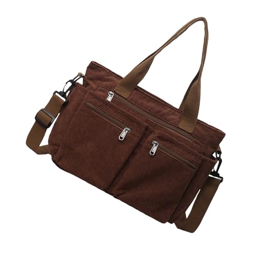 Modische Damen-Handtasche aus Kordsamt, Tragegriff oben, verstellbare Schultertaschen, geräumiger Innenraum für Ihre wesentlichen, verstellbaren Riemen, coffee, One Size von YPREWY
