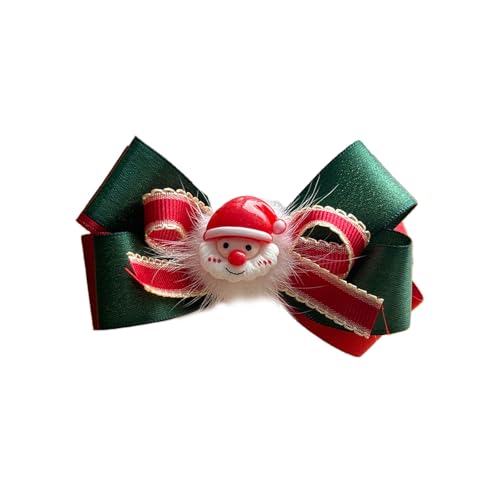 Modische Haarspangen mit Schleife, Weihnachtsmann-/Baum-Anhänger, Weihnachtsfest, Haarstyling, rutschfest, stilvolle Haarspange für Damen und Mädchen von YPREWY