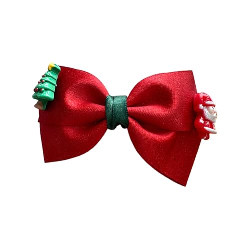Modische Haarspangen mit Schleife, Weihnachtsmann-/Baum-Anhänger, Weihnachtsfest, Haarstyling, rutschfest, stilvolle Haarspange für Damen und Mädchen von YPREWY