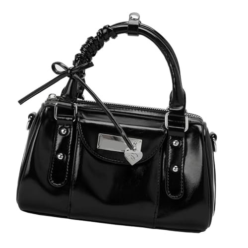 Umhängetasche im Retro-Motorrad-Stil, PU-Leder, mit verstellbarem Riemen, geräumiger Innenraum für den täglichen Gebrauch, leichte Motorradtasche, Schwarz , One Size von YPREWY