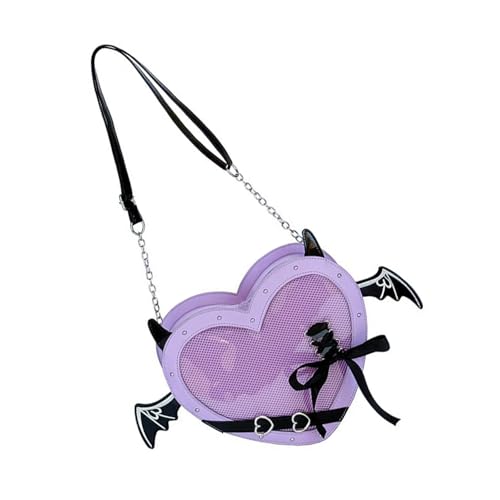 Umhängetasche im japanischen Stil, schöne Schultertasche, Herzform, Itabag Messengers, Dating für Pin-Display, süße Schleifen, Schultern, schöne Dating Teenager, japanische Crossbody, violett, One von YPREWY