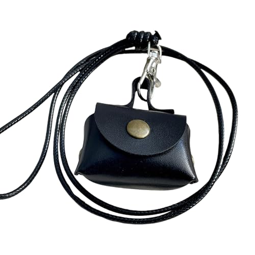 Vielseitiges Münzetui aus PU-Leder für Münzen, Schlüssel, Kopfhörer, Lippenstift, kleine Tasche, Halskette für moderne Damen, Schwarz von YPREWY