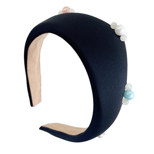 Weiche Stoff-Stirnbänder für Damen mit Perlendekor, hoher Totenkopf, breiter Haarreif für elegantes Haarstyling, alle passenden Haarbänder von YPREWY