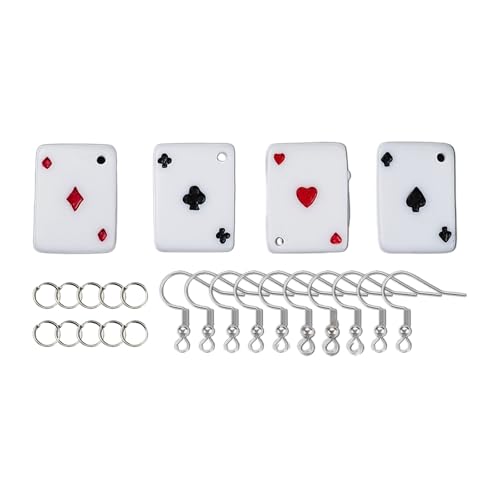 YPREWY 1 Box Spielkarten-Ohrring-Bastel-Set, Charm-Anhänger und Ohrringhaken für Anfänger, Ohrringe für Männer und Frauen YPREWY 1 Box Spielkarten-Ohrring-Bastel-Set, Charm-Anhänger und Ohrringhaken für Anfänger, Ohrringe für Männer und Frauen von YPREWY