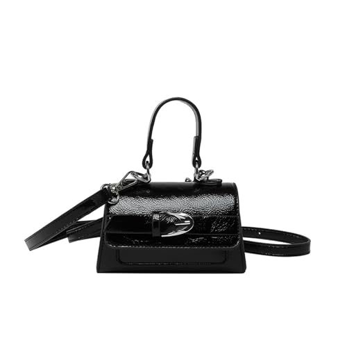 YPREWY 2025 modische quadratische Damen-Umhängetasche, PU, kleine Crossbody-Tasche mit Metallbeschlägen, für Arbeit und Reisen, Schwarz , One Size von YPREWY