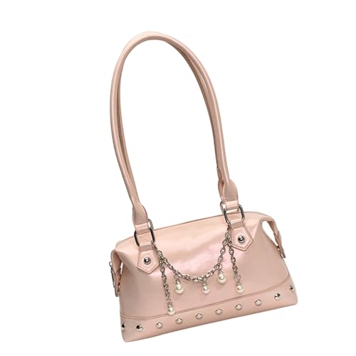 YPREWY 2025 trendige Schultertasche mit Nieten, großes Fassungsvermögen, PU-Leder, Unterarmtasche für Reisen, Arbeit und Partys, Punk-Nieten, verzierte Geldbörse, B, One Size von YPREWY