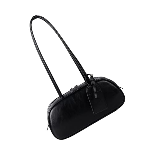 YPREWY Achseltasche mit großer Kapazität für Damen, Pendeln, einfache Schultern, PU-Leder, Unterarmgriff, einfache Achselhöhle, große Kapazität, Schultergriff für die Arbeit, Schwarz , One Size von YPREWY