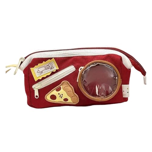YPREWY Cartoon Federmäppchen Multi Fächer Polyester Bleistifte Organizer Tasche Reise Kosmetik Aufbewahrungstasche für Schüler Erwachsene Schulbedarf Schreibtisch Organizer, Tasche für Pizzastifte von YPREWY