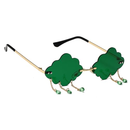 YPREWY Cool Clouds Sonnenbrille, stilvoll, Punk, leicht, mit Quasten, Schattierungen, Live-Show, Party, Foto-Requisiten, Goldener Rahmen, dunkel von YPREWY