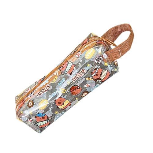 YPREWY Durchsichtiges Federmäppchen, ästhetisches Etui, Stiftebeutel, Tierbeutel, Schule, Bürobedarf, schöne klare Capybara-Ästhetik, B von YPREWY